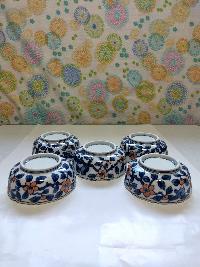 京清水焼輪花彩色浅鉢手がき手引き