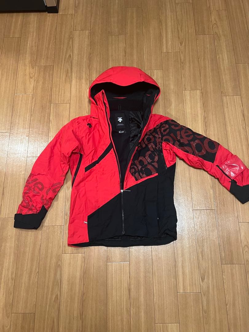 DESCENTE デサント スキーウェア ジャケット 赤×黒 メンズ フード付き