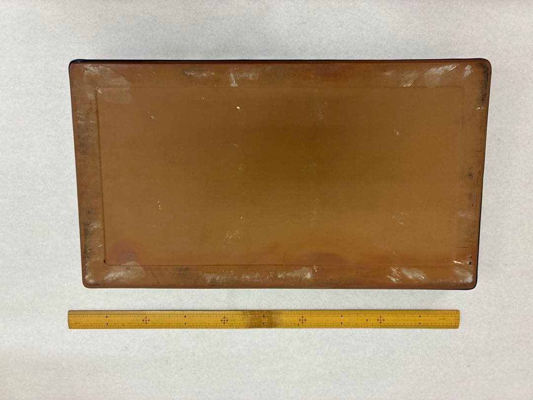 青い陶器製　水盤　花器　長方形