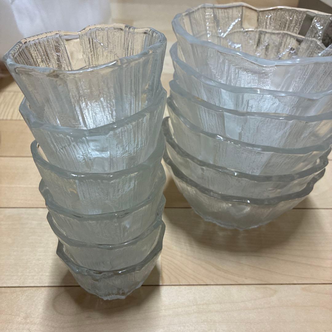 【未使用】波型ガラス食器セット 12個