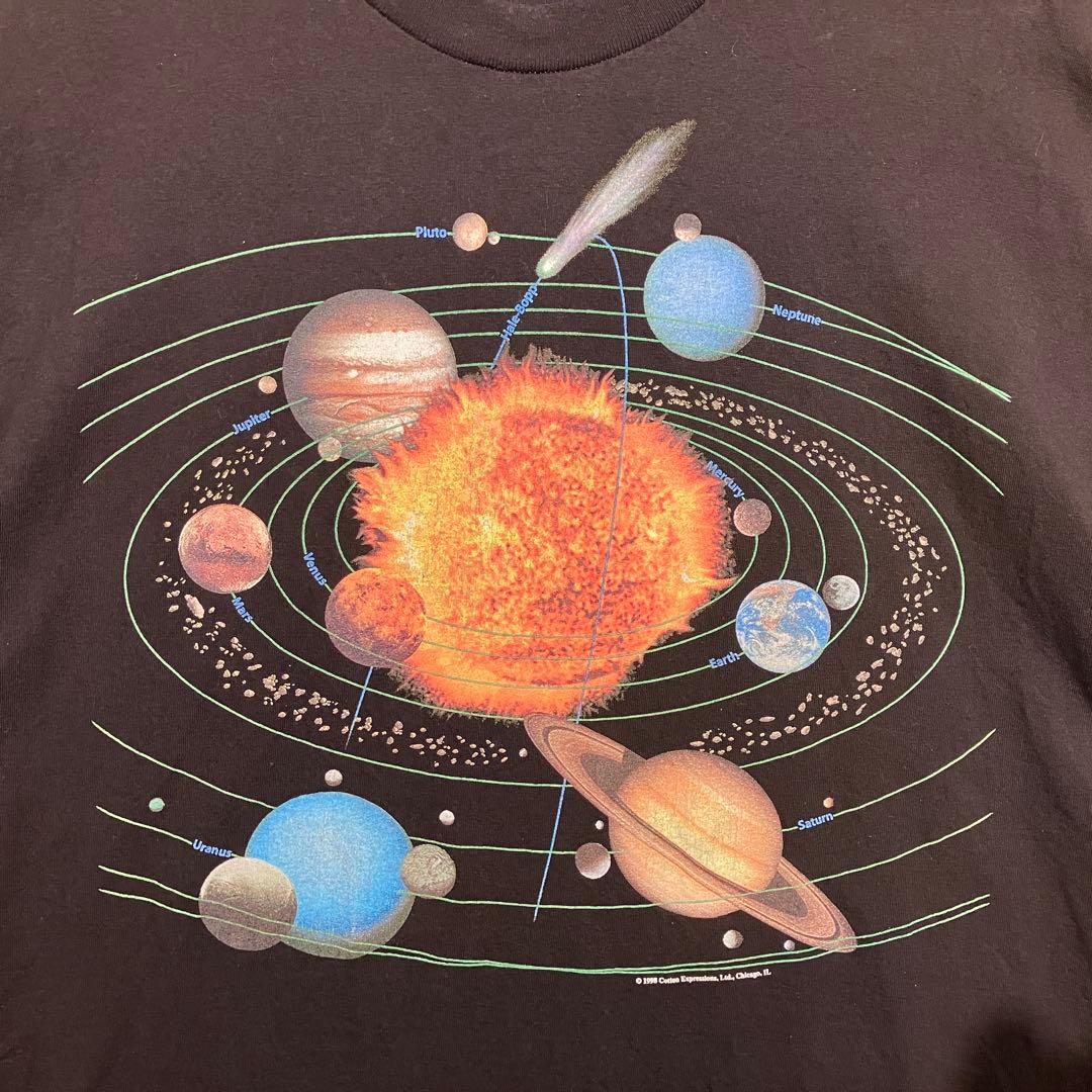 アートtシャツ　宇宙　vintage solar system ブラック　両面