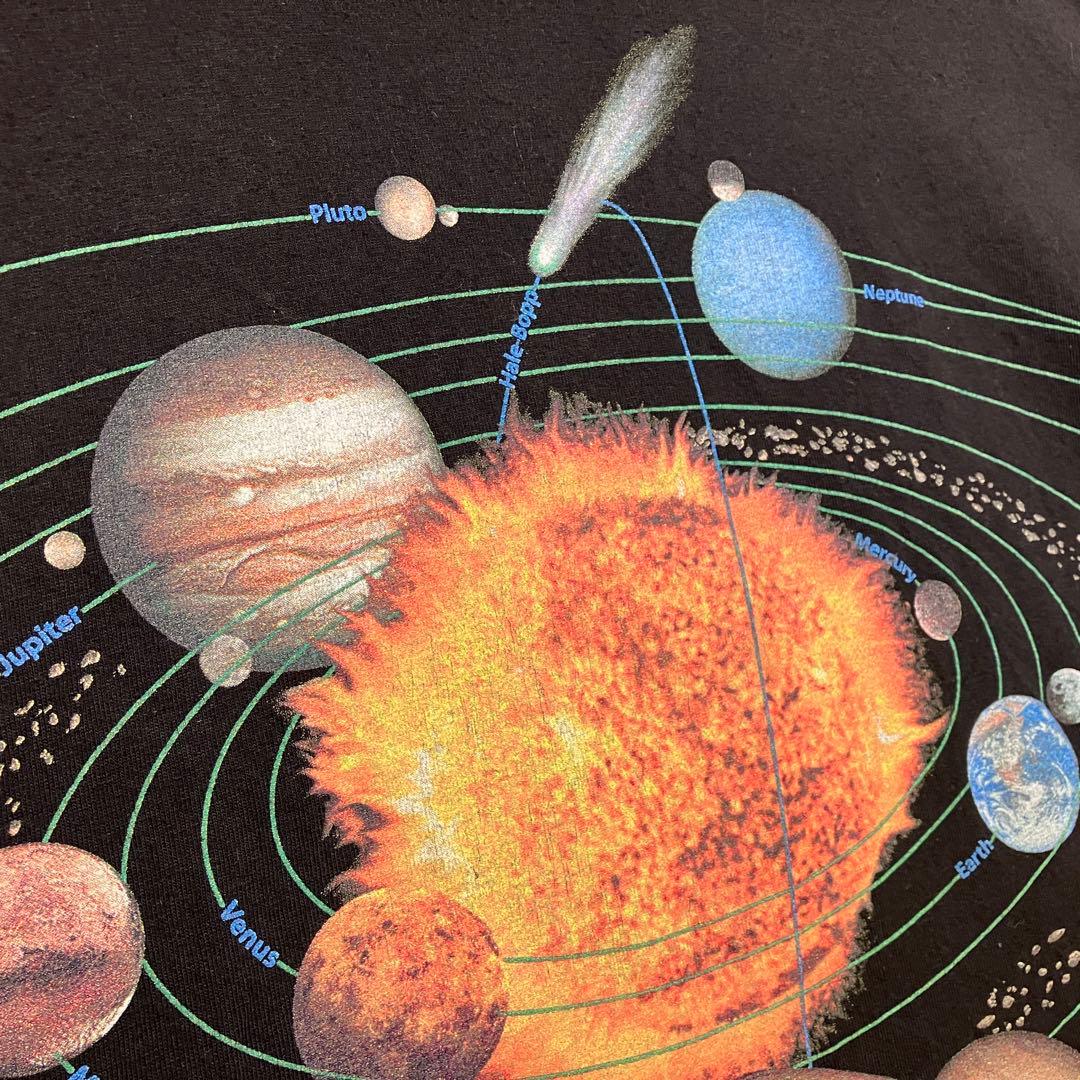 アートtシャツ　宇宙　vintage solar system ブラック　両面