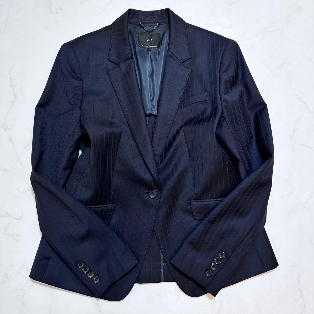 21AW✨23区 ファインネスウール スーツ セットアップ 紺 ストライプ 40