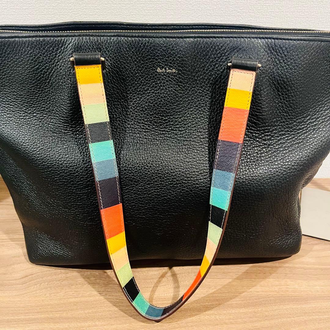 【美品】ポールスミス レザートートバッグ シボ革