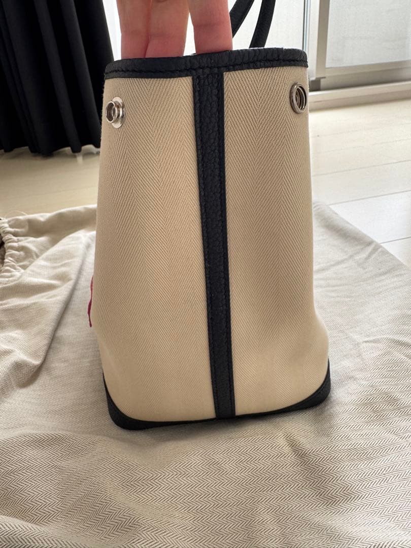 【美品】HERMES エルメス　PMトートバッグ　キャンバス　ネイビー