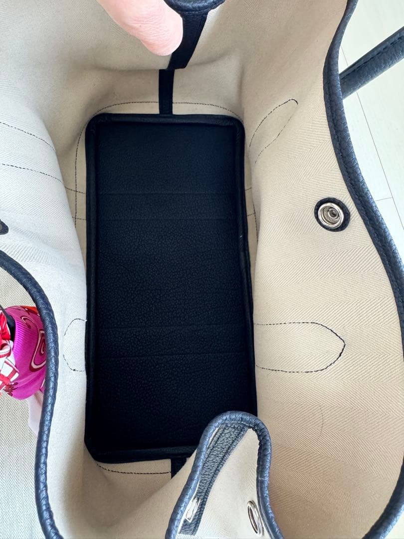 【美品】HERMES エルメス　PMトートバッグ　キャンバス　ネイビー