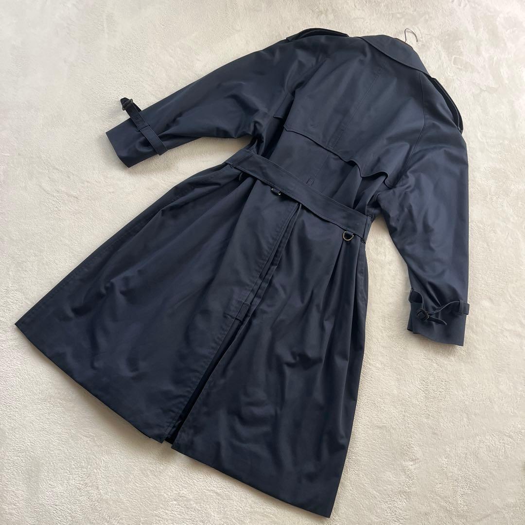 ★アクアスキュータム　トレンチコート　ネイビー　クラブチェック　ベルト