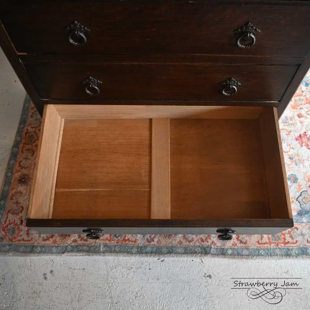 L3710-97 英国アンティーク オーク チェスト 5段 引き出し 収納 什器