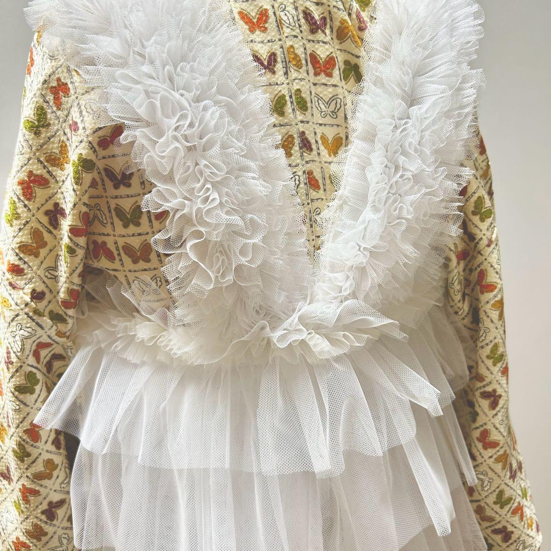 被布エプロン【琥珀フリル】チュール被布　被布ドレス　七五三チュールドレス被布