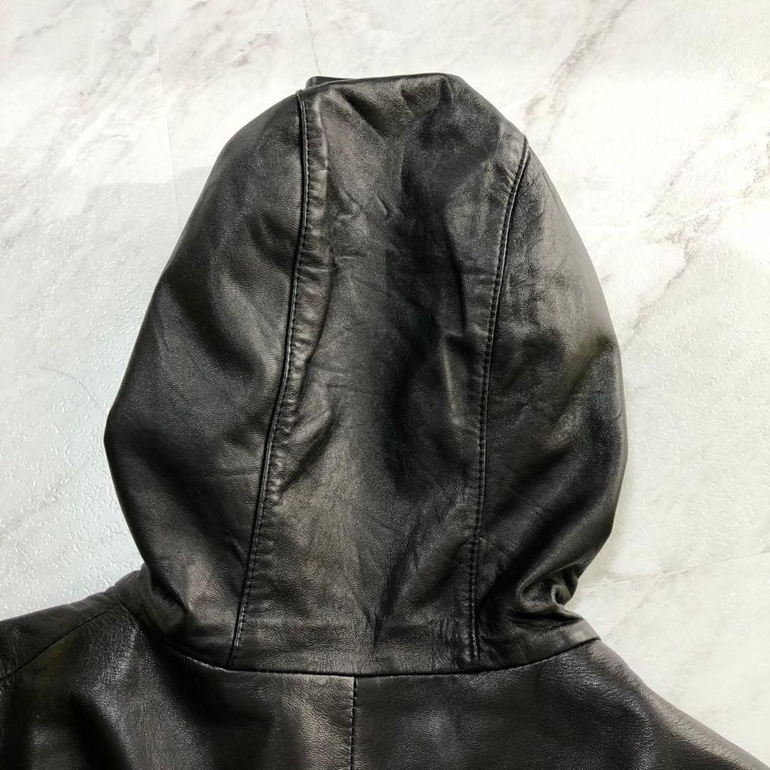 ✨極美品✨バルマン ロングコート 2way オールレザー 羊革 フォックス 黒