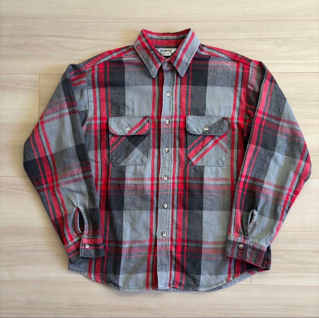 FIVE BROTHER チェック　ヘビー　ネルシャツ 16 L 16½ USA