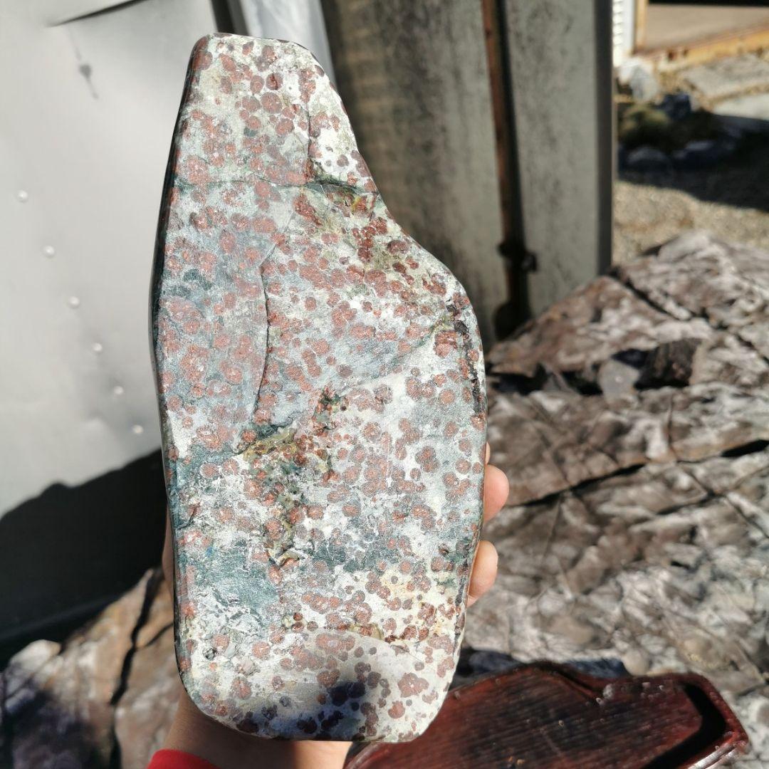 青森産　鹿の子石　2.9キロ　鑑賞石　石　置物　オブジェ　インテリア　津軽錦石