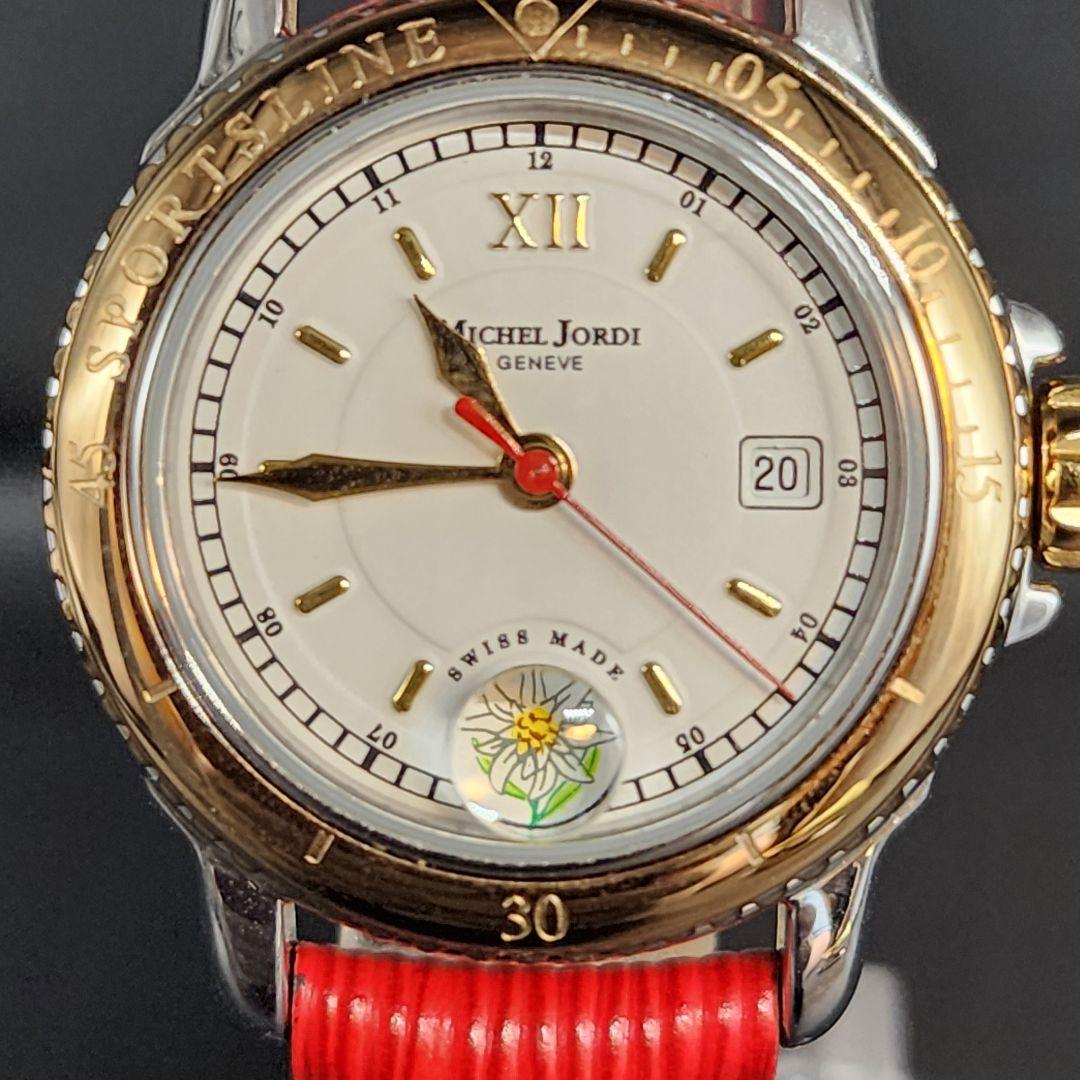 sahara】 ミシェルジョルディ　腕時計　クォーツ　新品電池　花柄　赤