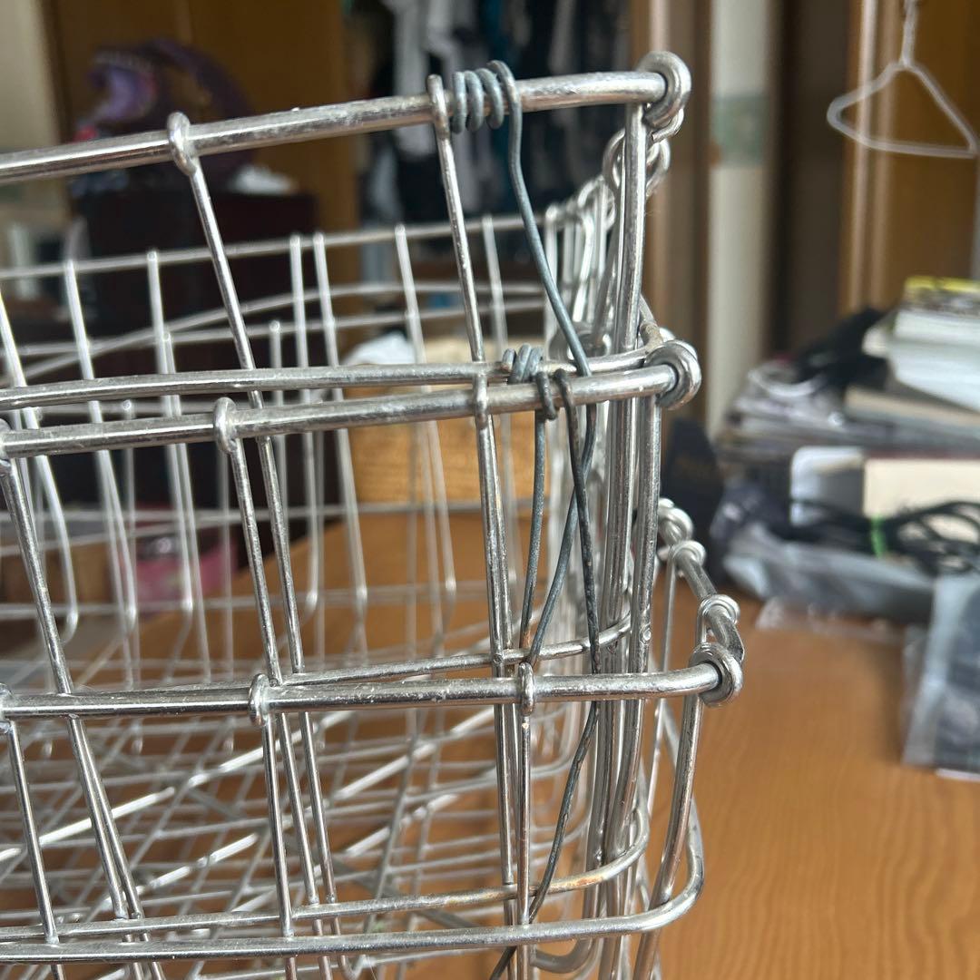【昭和レトロ・中古品】学校給食　業務用ステンレスカゴ　3つセット