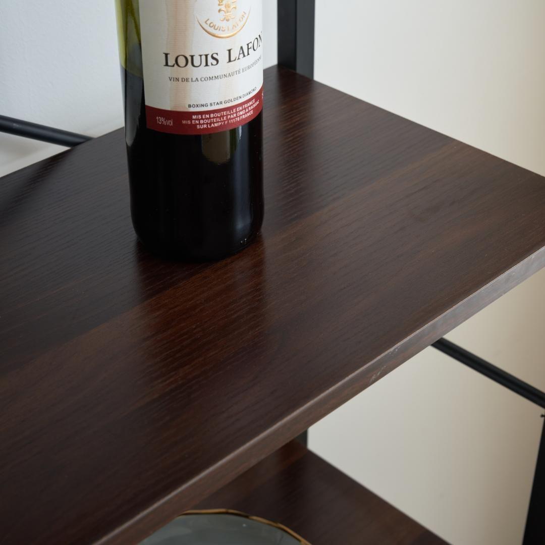 ブラウン　収納ラック 収納木製スリム キッチン本棚 食器棚 レンジ台おしゃれ北欧