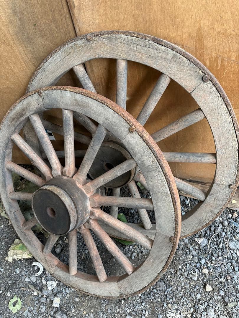 大八車　車輪　古民具　アンティーク　レトロ　ガーデニング