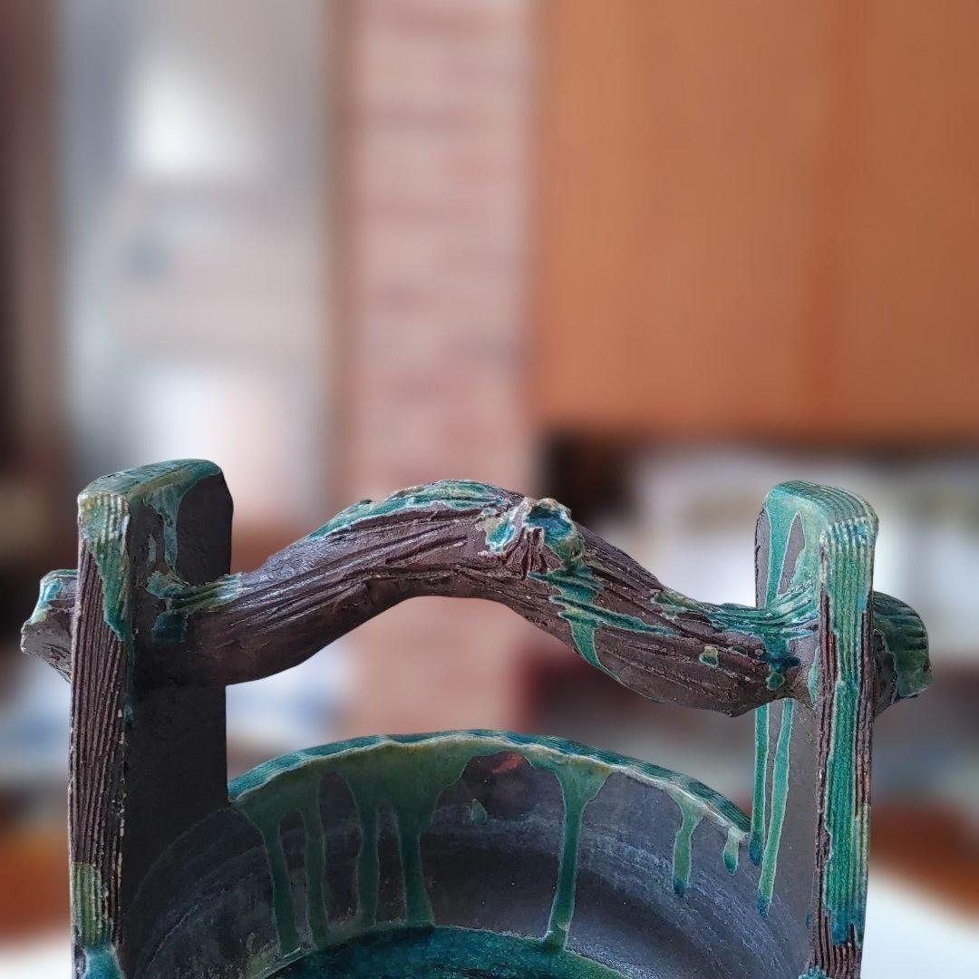 花器　置物　装飾品　手桶デザイン昭和ヴィンテージ　骨董品　益子焼