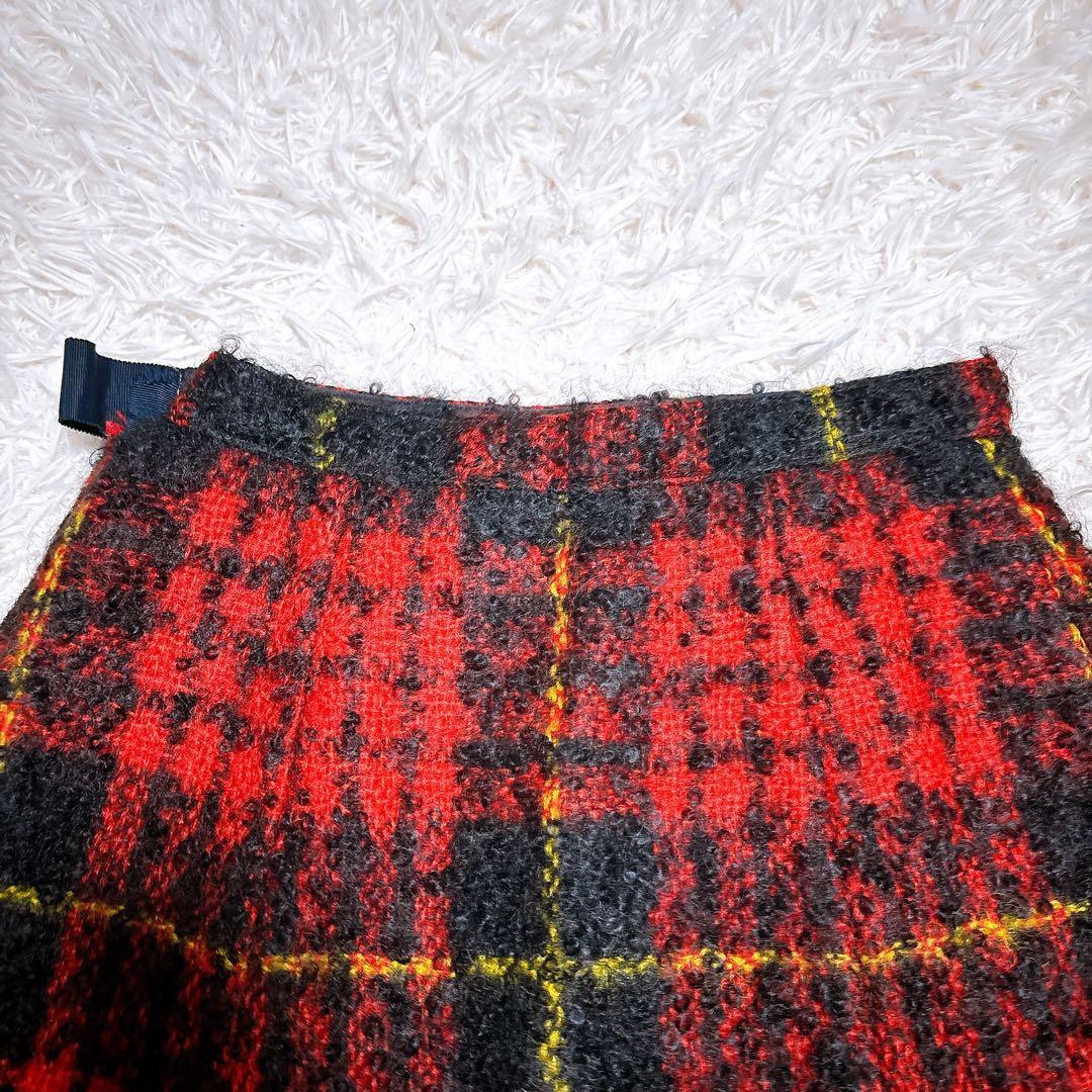 トリココムデギャルソン ロングフレアスカート モヘア チェック