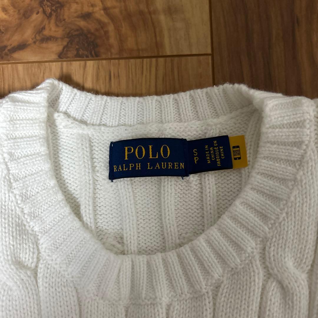 ラルフローレン ホワイト ケーブルサマーニット 半袖セーター