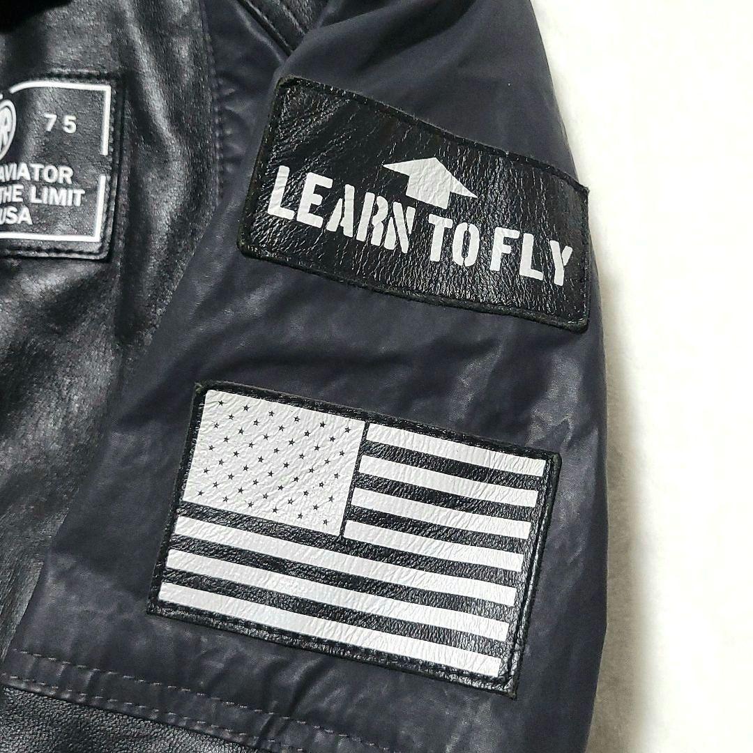 【極美品】AVIREX　アーミーメカニックジャケット レザージャケット 羊革 黒