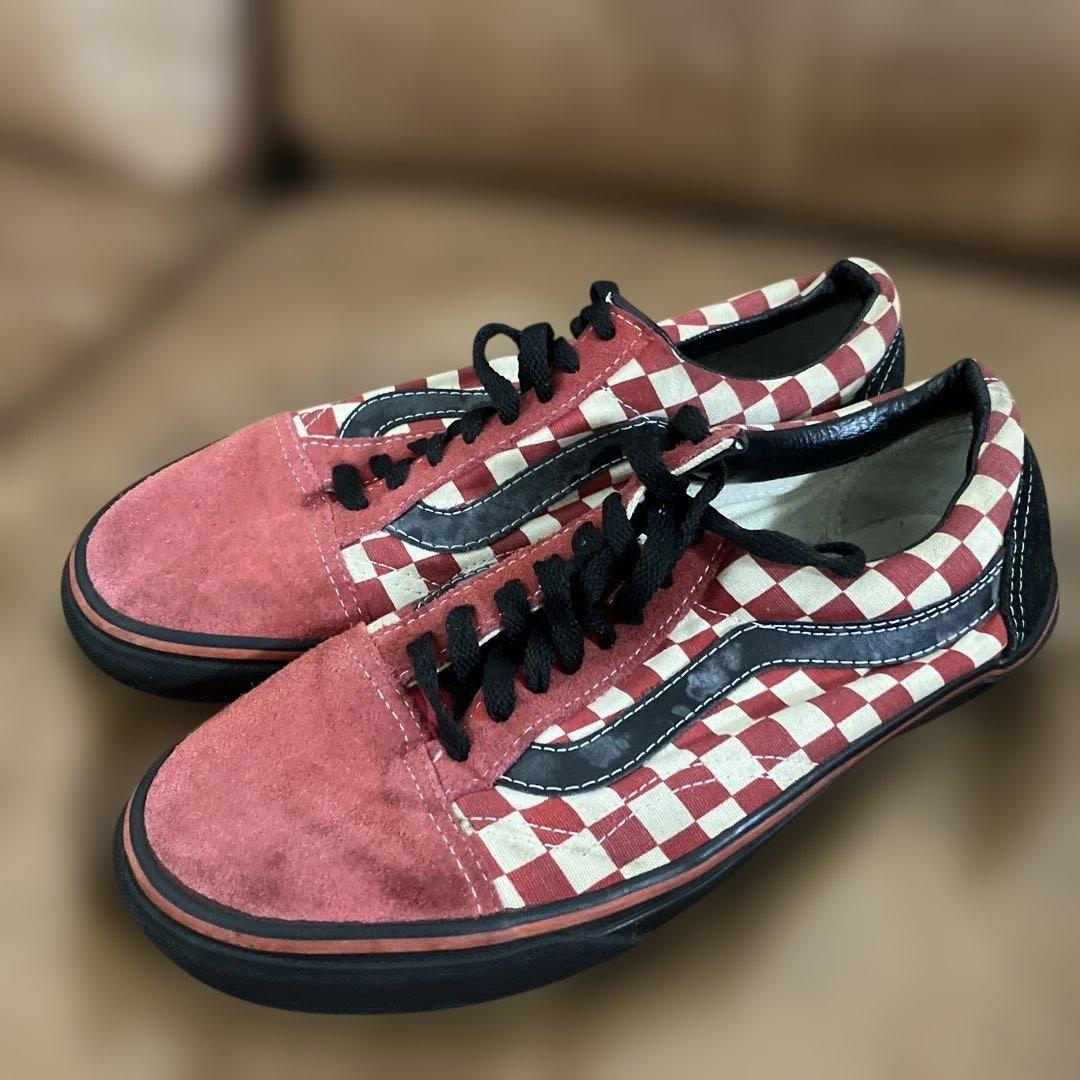 レア　中国製バンズカスタム　赤チェッカーオールドスクール27.5