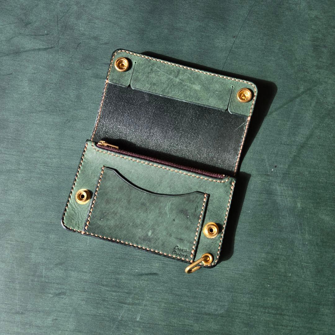 272ミドル　トラッカーウォレット イタリアンレザーTEXAS【グリーン】