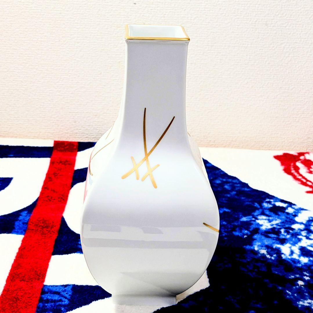 未使用品　マイセン花花瓶　剣マーク　⚔️