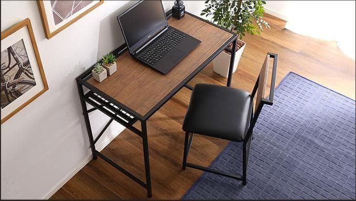 新品 送料込 ヴィンテージ風 収納棚付 コンパクトデスク＆チェアセット wb