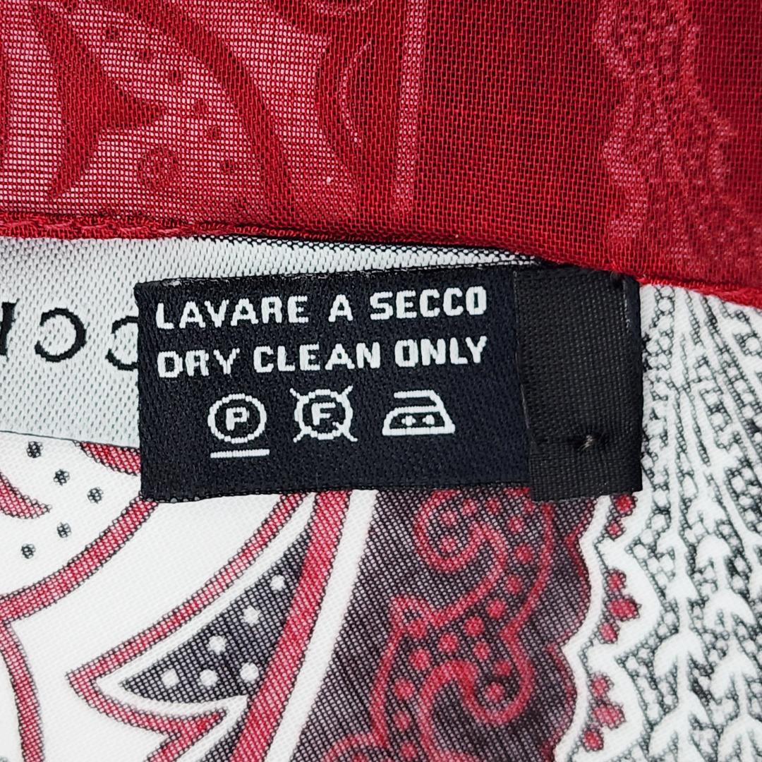 極美品 GUCCI グッチ バンダナ ハンカチ ペイズリー柄 コットン レッド.