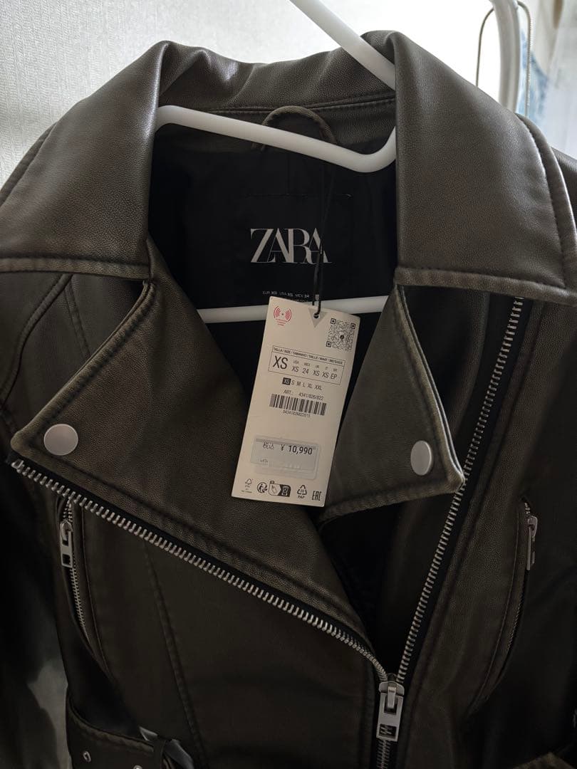 ZARA 新品未使用 ライダースジャケット クロップド丈 フェイクレザー