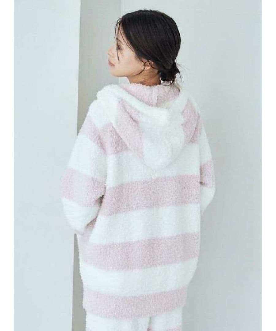 【新品】ジェラピケ　ボーダーパーカ&ショートパンツセット【ピンク】
