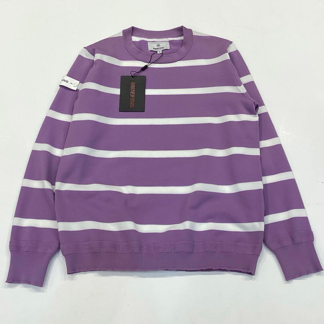 レディースウェア BRIEFING WOMEN STRIPE CREW NECK KNIT M