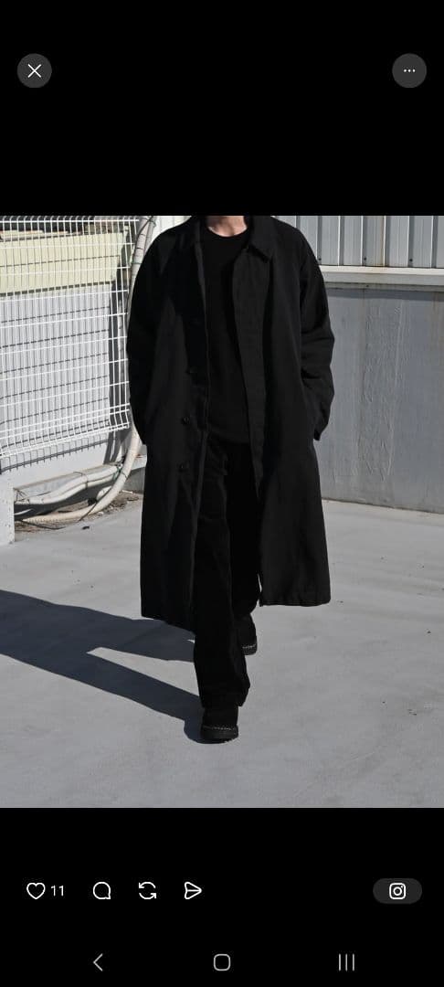 24AW COMOLI 製品染 バルカラーコート ブラック 3 コモリ