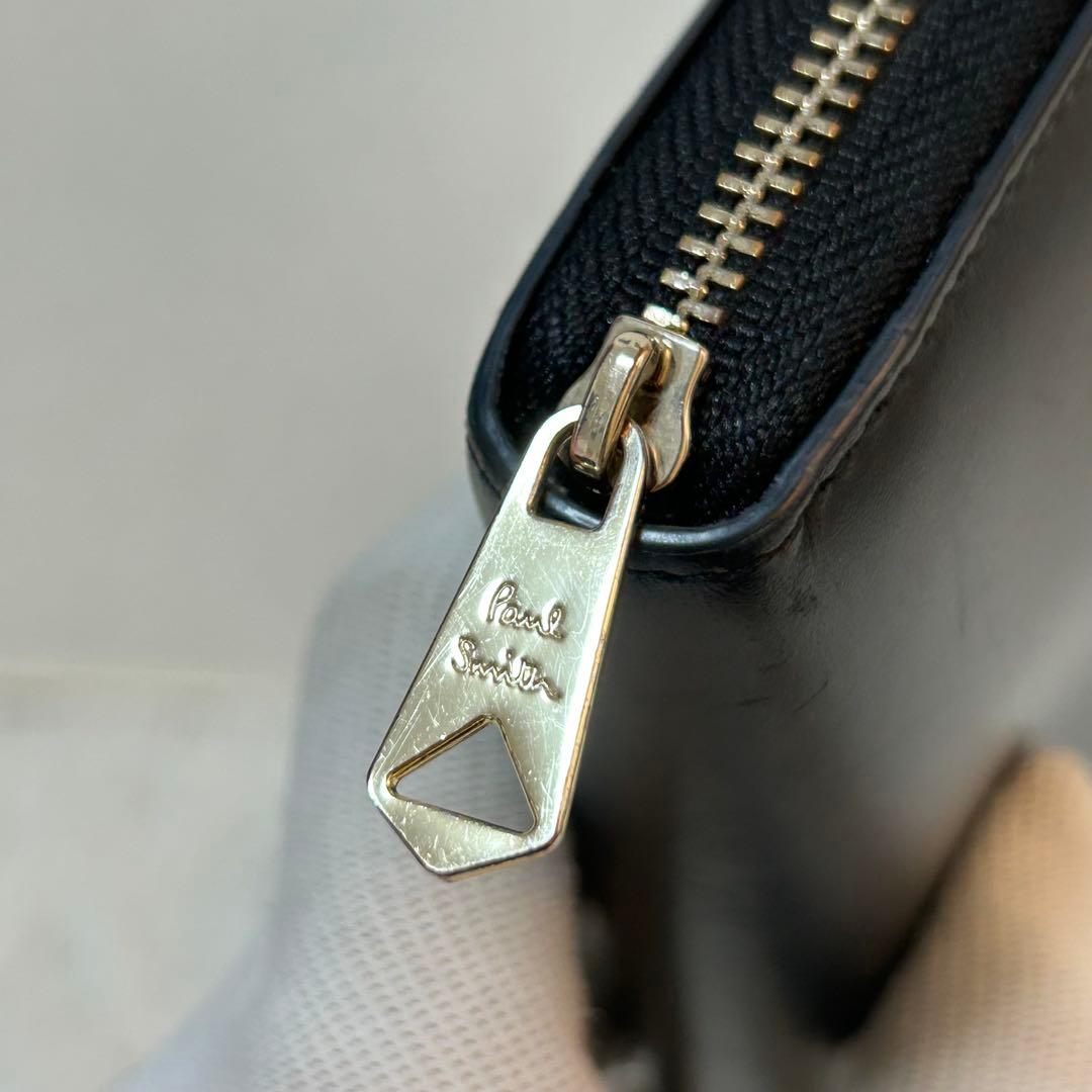 【完売品✨美品/マルチカラー】ポールスミス　ラウンドジップ　長財布　レザー　黒