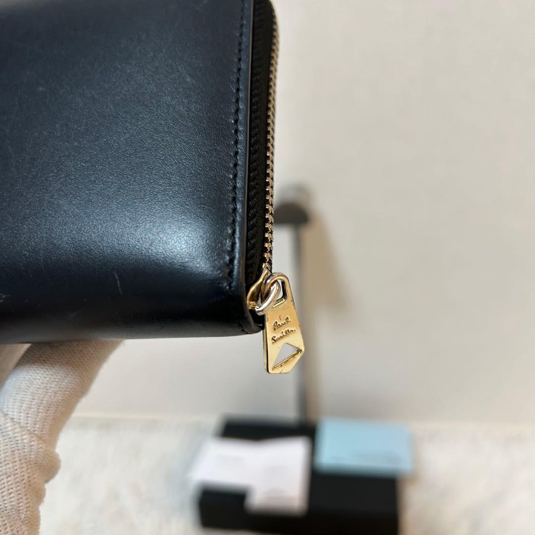 【完売品✨美品/マルチカラー】ポールスミス　ラウンドジップ　長財布　レザー　黒