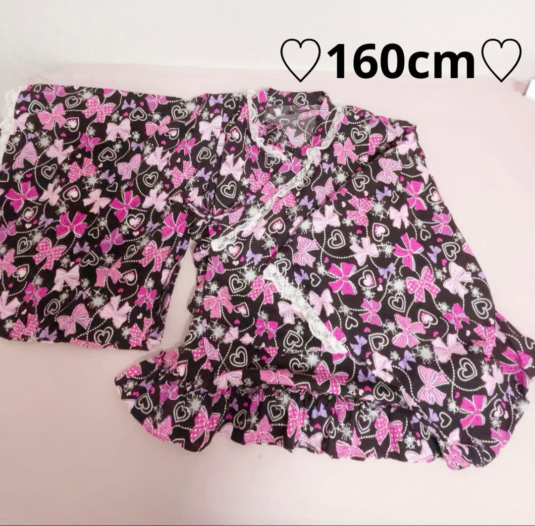 浴衣ドレス ミニ浴衣 姫ギャル 地雷 量産 黒 平成 女児 160cm 大人