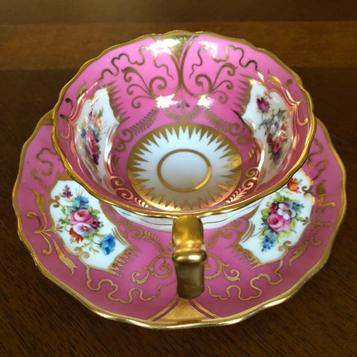 【希少品】コウルドン★手描き金彩ローズ★ピンクC/S