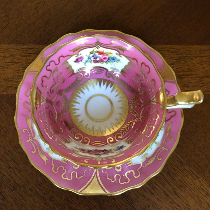 【希少品】コウルドン★手描き金彩ローズ★ピンクC/S