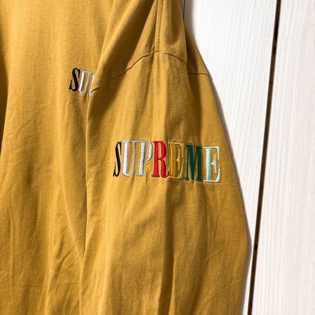 美品 supreme 20AW Tシャツ ロンT 長袖 刺繍ロゴ マルチカラー