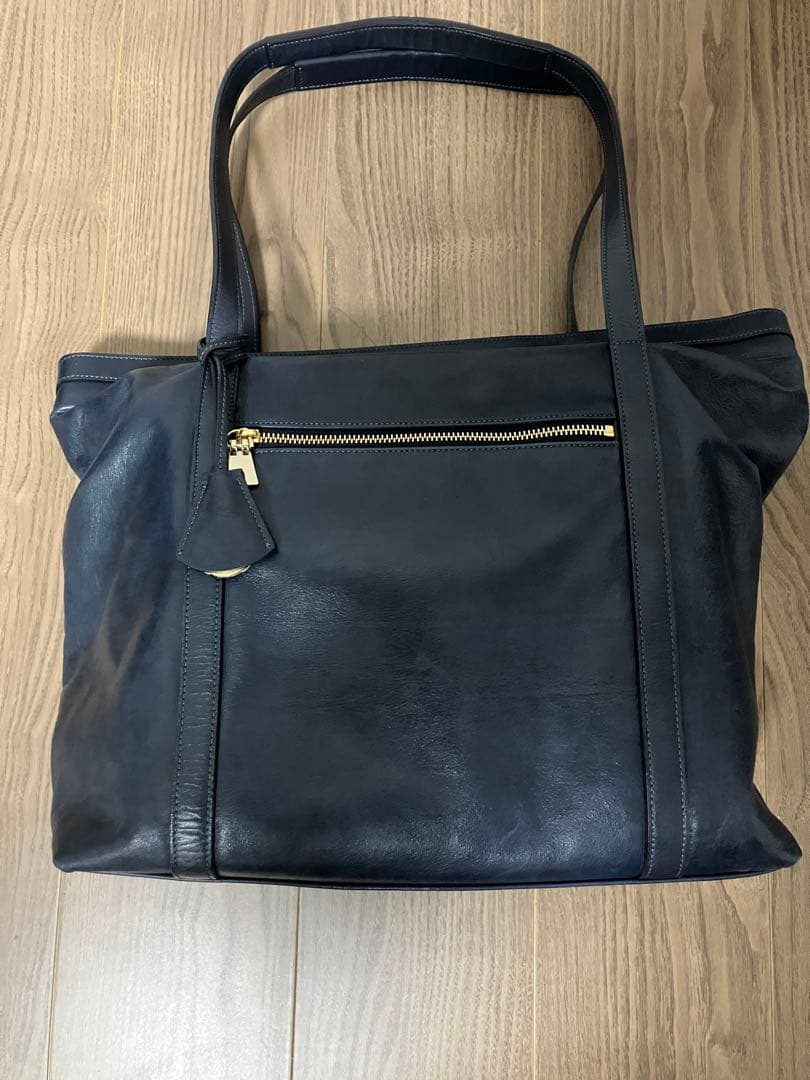 aniary ネイビー レザートートバッグ