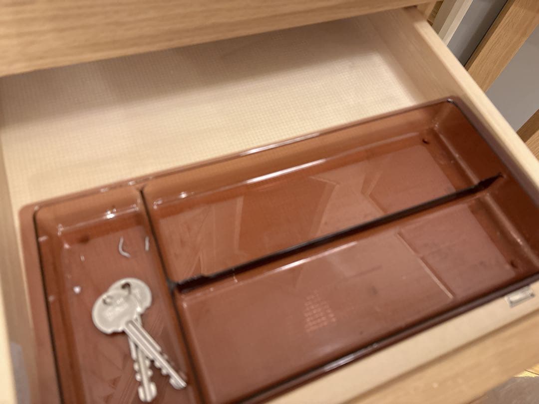 カリモク　木製デスク2台とワゴンの3点セット