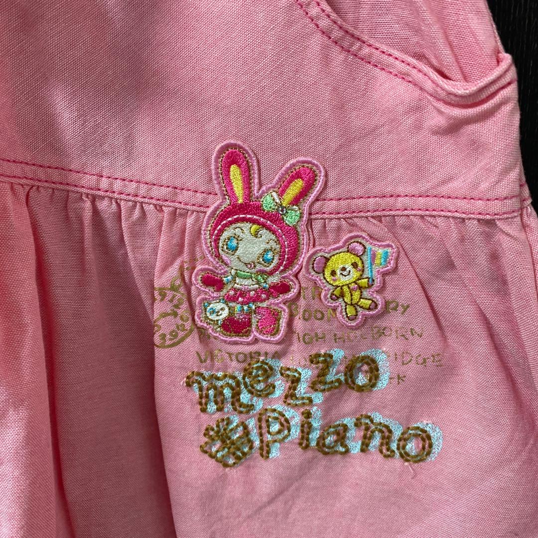 メゾピアノピンク 半袖ワンピース ハート刺繍