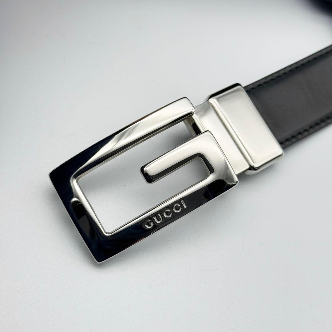 ✨良品✨GUCCI ベルト Gバックル シルバー金具 ビジネス レザー 男女兼用