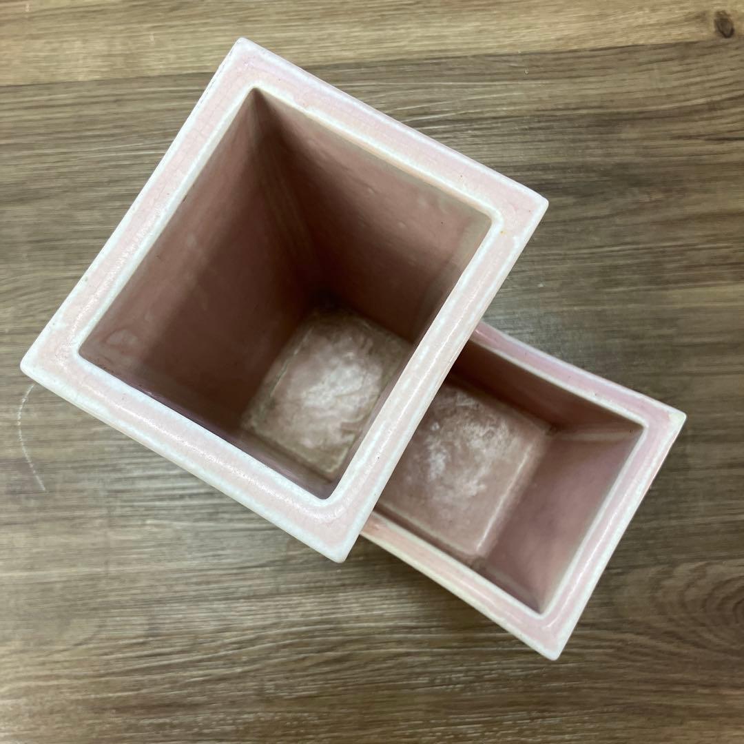D-壁 山三窯 花瓶 陶器 ピンク 昭和レトロ 花生け インテリア オブジェ
