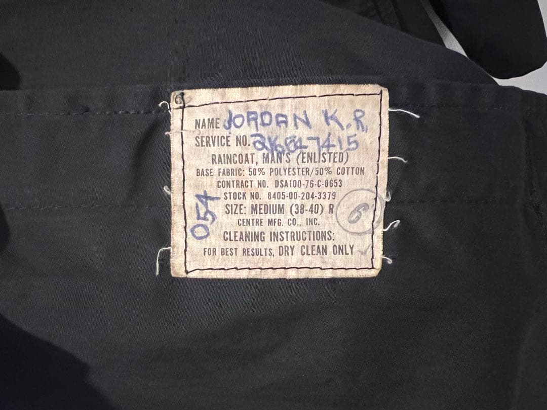 米軍 実物 USN RAINCOAT ブラック M ステンカラーコート②