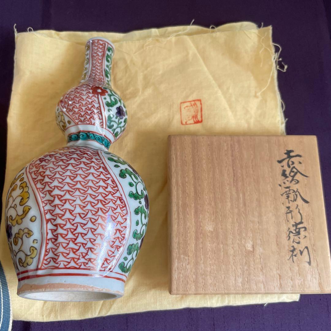 古余呂技窯　赤繪瓢箪形徳利　川瀬順一