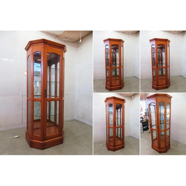 美品■最高級国産家具■横浜ダニエル■62.4万■樺桜材■キュリオケース■照明付き