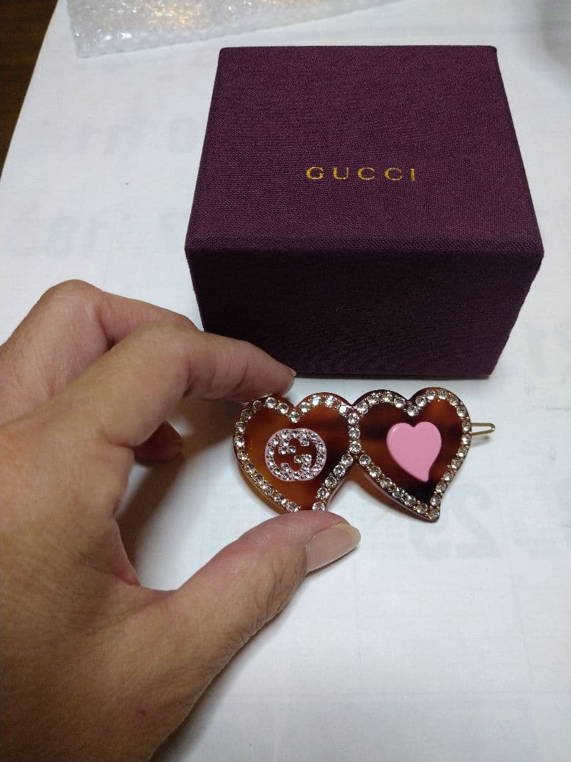 GUCCI グッチ インターロッキングGロゴ ハート ヘアピン ヘアクリップ