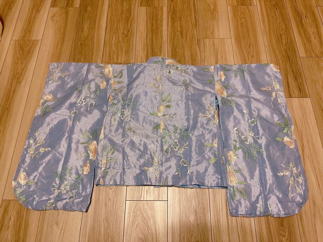 【risa】花柄刺繍チュールレース袴セット⭐︎ブルー黒袴　120㎝