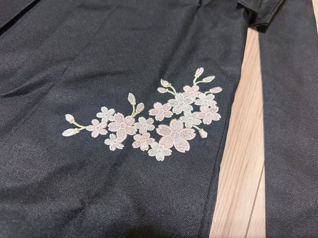【risa】花柄刺繍チュールレース袴セット⭐︎ブルー黒袴　120㎝